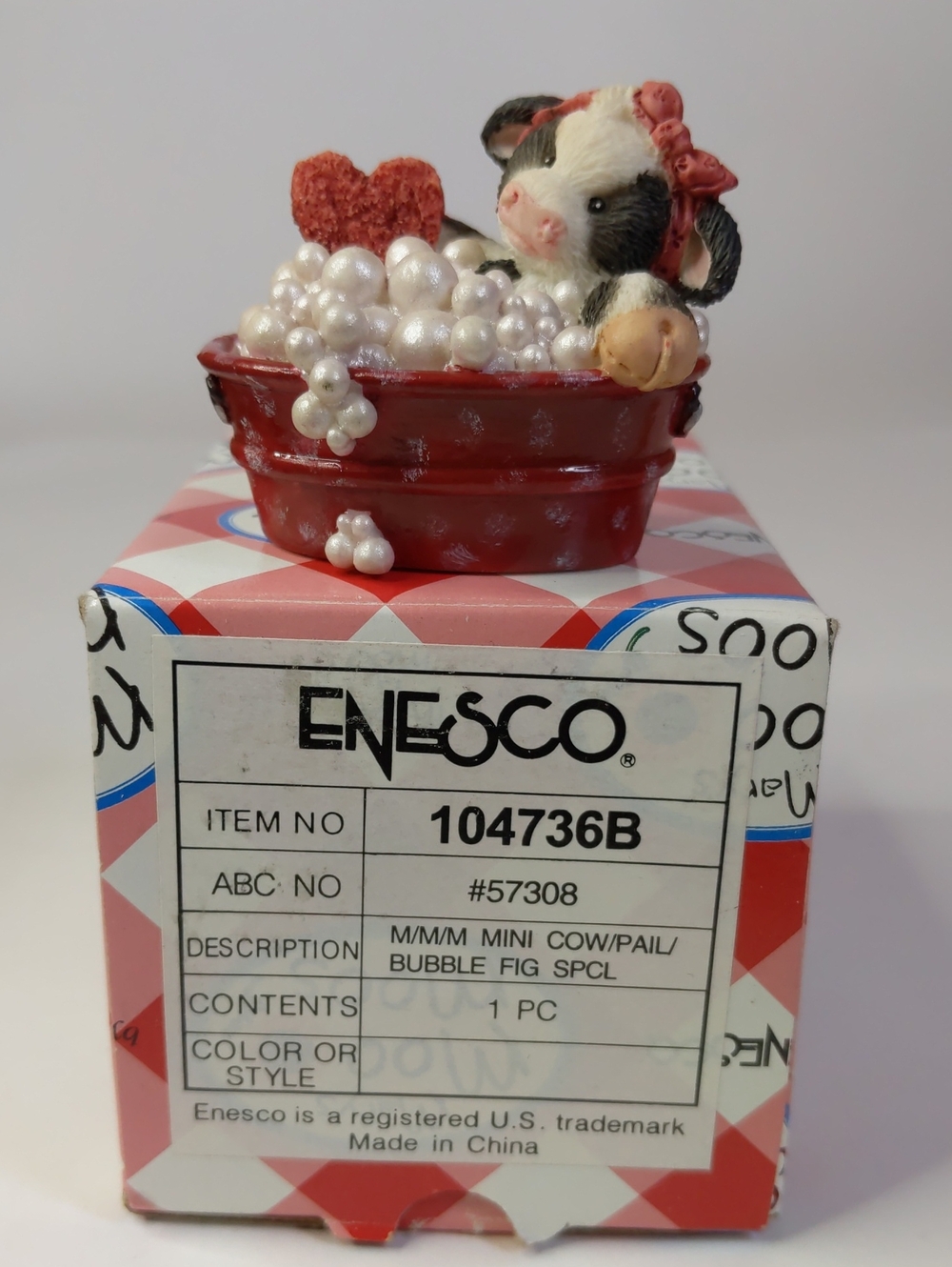Vintage Enesco Mary's Moo Moos 'Bubbling Over With Love' Figurine